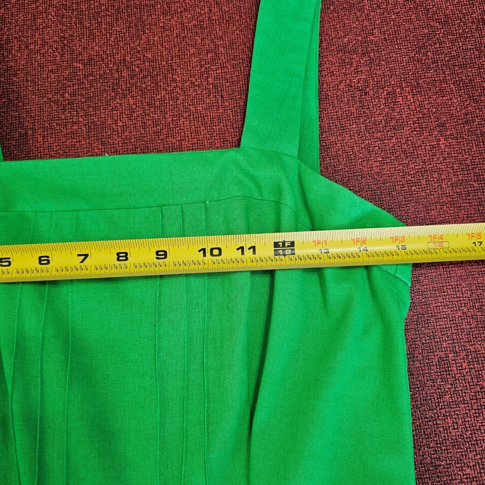 Vintage 60s Malia Honolulu Hawaiian Sundress 10 Green Tulip Border Belted Resort - Picture 11 of 15